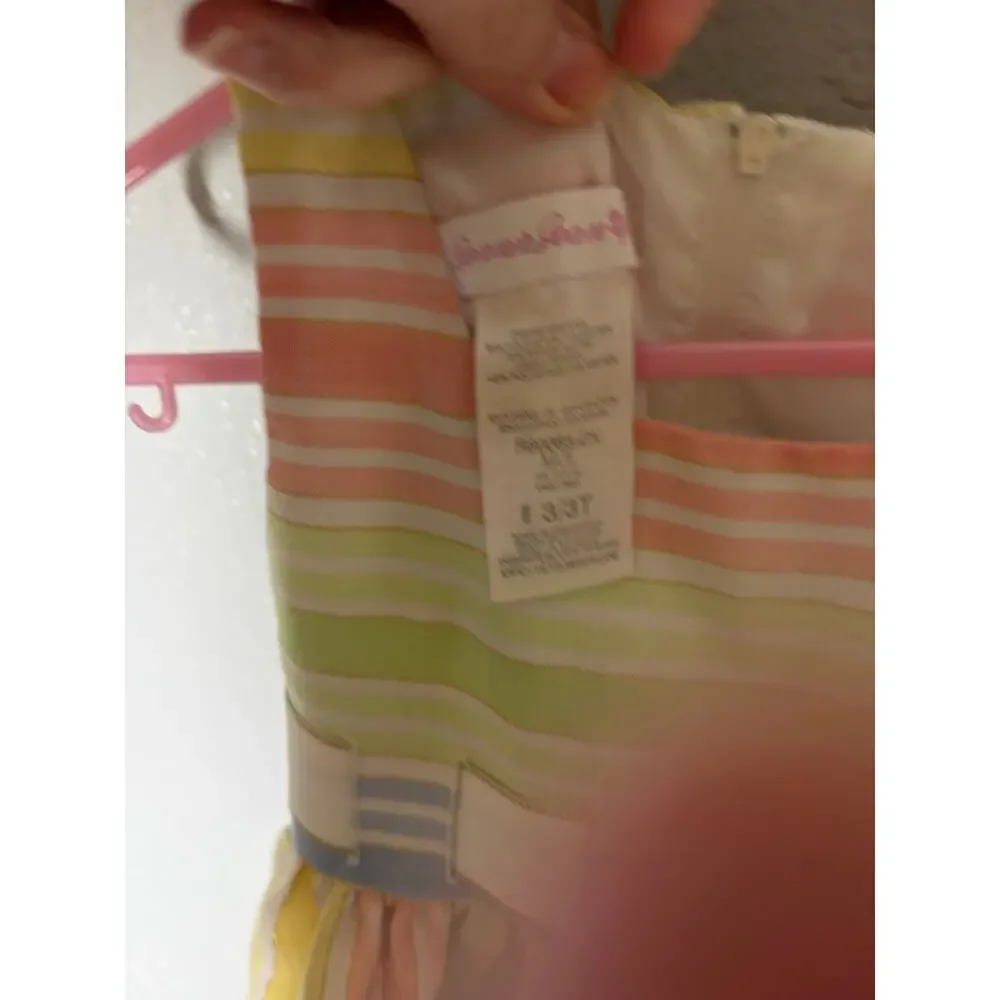 Bonnie Jean Girls Pastel Rainbow Stripe Sleeveless Dress with Bow size 3/3t